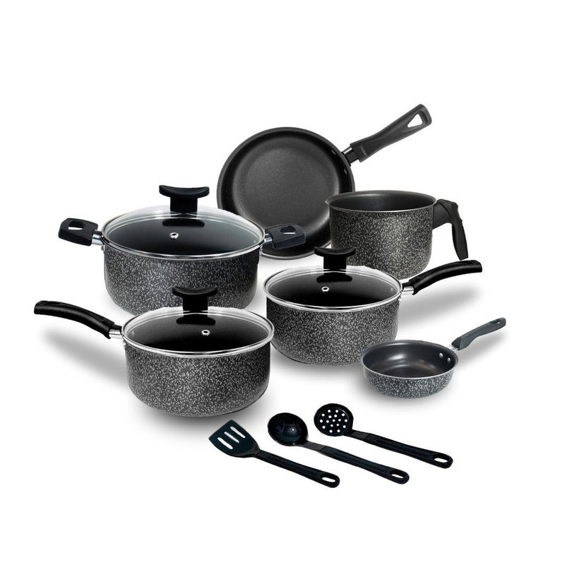 Jogo de Panelas Elegance Antiaderente Teflon 9 Peças Tampa Vidro